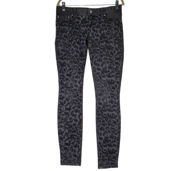 Express Zelda Slim Fit Ultra Low Rise Leopard Animal Print Jeans Black Size 4 - Picture 3 of 16